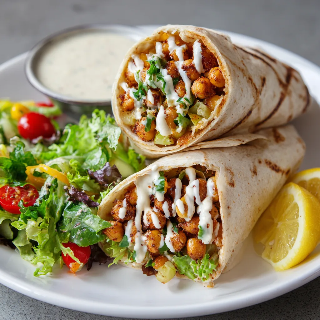 Lemon Tahini Chickpea Wraps – Fresh, Creamy & Plant-Based
