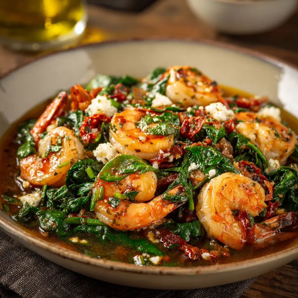 Mediterranean Spinach Shrimp Sauté – Light, Garlic & Ready Fast